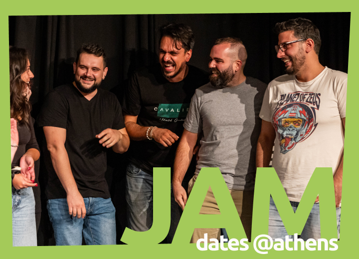  people lauging in an improv Jam show