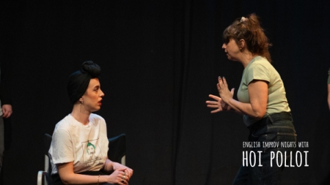 english performing improv - two women performing on stage